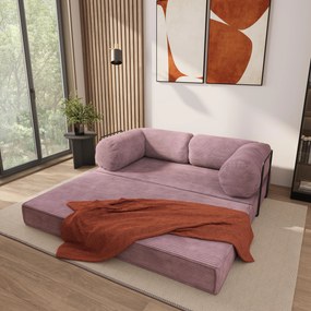 Masseno Sofa piankowa ALVIO z funkcją spania, Kanapa z pianki do salonu, Bezmontażowa, Tkanina sztruksowa – Wrzosowy POSO 130