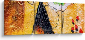 Obraz - Tańczące baletnice, obraz olejny (z zegarem) (90x30 cm)
