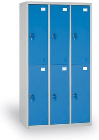 Szafka skrytkowa S2, 6 schowków, 1820 x 900 x 500 mm, demontaż, zamek cylindryczny, drzwi niebieskie