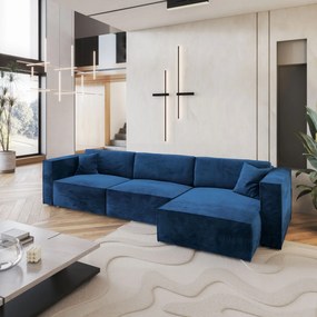 Masseno Narożnik TOLMO z funkcją spania i pojemnikiem na pościel Narozniki L, Rozkładana sofa - Niebieski, MONOLITH 77