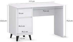 Białe biurko skandynawskie z szafką C7-F32