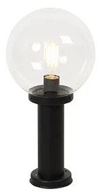 Zewnetrzna Stojąca lampa zewnętrzna czarna z przezroczystą kulą 50 cm IP44 - Sfera Nowoczesny Oswietlenie zewnetrzne