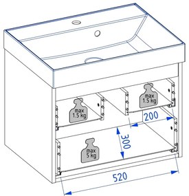 Szafka łazienkowa wisząca zielona lamelowe fronty 60 x 45 cm z umywalką z otworem CUSCO