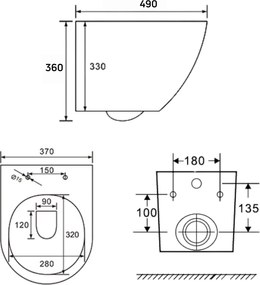 Miska WC wisząca bezkołnierzowa czarna matowa DECOS Black Matt MINI z deską wolnoopadającą typu Slim