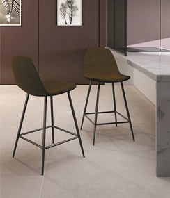 Brigitte - Brązowy stołek ze sztucznej skóry - Zestaw 2 szt.