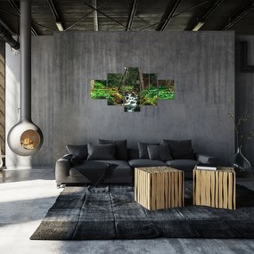 Obraz strumienia w lesie (125x70 cm)