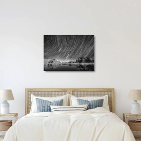 Obraz na szkle - Czarno - biały obraz gwiaździstego nieba (70x50 cm)