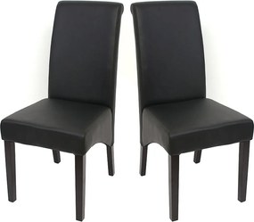 Krzesło do jadalni Cesena (zestaw 2 sztuk), sztuczna skóra matowa, czarny, ciemne nóżki