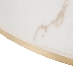 Stolik Kawowy VENICE 80 cm Biały Marmur/Złoty Nowoczesny Glamour