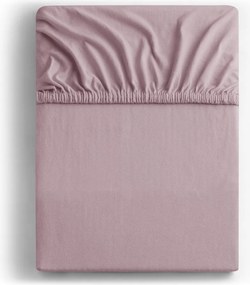 Szaroróżowe dżersejowe prześcieradło z gumką 90x200 cm Amber – Restilo