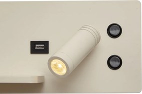 Zestaw 2 beżowych lamp ściennych z LED, USB i ładowarką indukcyjną - Riza