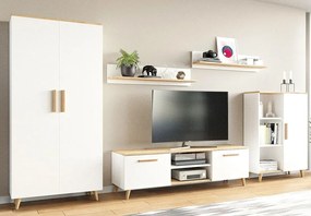Zestaw mebli do salonu z szafą biały + dąb artisan P0-S84