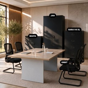 Szafa kartotekowa metalowa z 4 szufladami czarna, 900x1320x600 mm: SARA XL V4