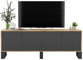 Szafka RTV NILA 8 dąb wotan/grafit mat 150 MEBLE LINDNER