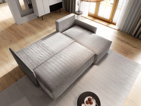 Masseno Narożnik PERUSI z funkcją spania i pojemnikiem na pościel Narozniki L, Rozkładana sofa - Jasnoszary, POSO 55