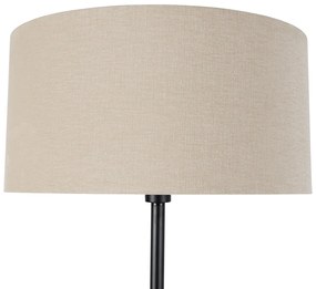 Lampa podłogowa czarna z kloszem jasnobrązowym 50 cm - SimploDesignerski Oswietlenie wewnetrzne