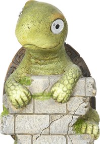 Outsunny Figurka Ogrodowa Żółw z LED Solarnym Oświetleniem Statua do Ogrodu na Trawnik | Aosom PL