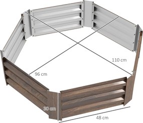 Outsunny Podwyższone łóżko ogrodowe na zioła, odporne na warunki atmosferyczne, otwarta dolna część, 113 x 98 x 30 cm, Ciemnobrązowe