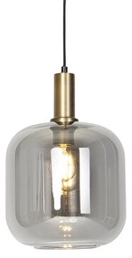 Designerska lampa wisząca czarna i złota z przydymionym szkłem - ZuzannaDesignerski Oswietlenie wewnetrzne