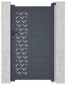 Skrzydłowa, pół-perforowana aluminiowa furtka z wzorem Dł.103 x Wys.181 cm antracytowa GREGOR