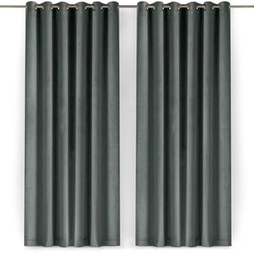 Ciemnoszara aksamitna zasłona częściowo zaciemniająca (dimout) 530x175 cm Velto – Filumi