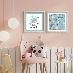 Obrazki dziecięce zestaw 2 szt. 33x68 cm Hello Ocean – Wallity