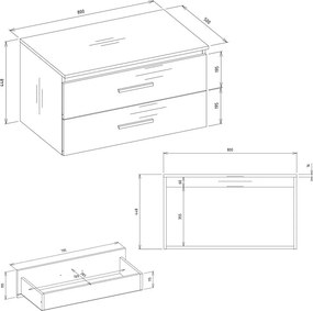 Podwieszana szafka pod umywalkę nablatową kaszmir 80 cm L7-P89