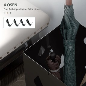 HOMCOM Stojak na Parasole, 4 Haczyki, Tacka Ociekowa, Stal, Czarny