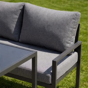 Zestaw mebli ogrodowych Borello XLS2013 - narożnik z 2 pufami i stołem obiadowym