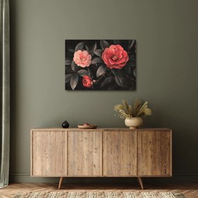 Obraz - Czerwone kwiaty na ciemnym tle (70x50 cm)
