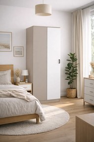 Narożna szafa uchylna w kolorze kaszmir + biały A6-T59