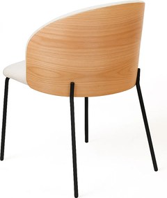 Zestaw 2 Krzese Glacia Biaa Tkanina z Tapicerowanym Drewnianym Oparciem