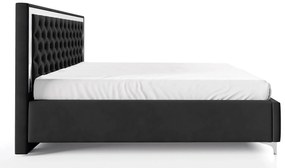 Czarne łóżko w stylu glamour z pojemnikiem na pościel R7-R47