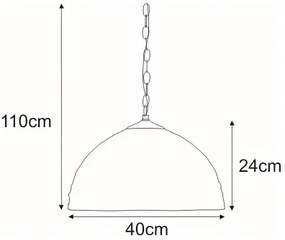 Lampa wisząca retro z witrażowym kloszem - S946-Grano