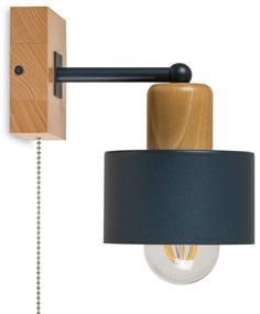 Antracytowy kinkiet LED SHWD-AN10x10BU jednopunktowy z litego drewna z