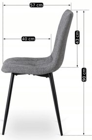 Zestaw Stół Okrągły Rozkładany HARRY 102-142 cm Dąb Artisan/Czarny i 6 Krzeseł Tapicerowanych ROBIN 2 Szarych Nowoczesnych