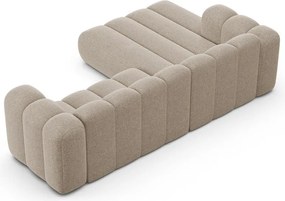 Beżowy narożnik z tkaniny szenilowej (lewostronny/z szezlongiem) Lupine – Micadoni