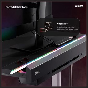 Elektryczne biurko dla graczy RGB Diablo X-Forge, 140x70 cm, czarno-białe