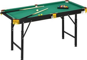 SPORTNOW Stół bilardowy, składany, regulowany wysokość, z trójkątem/2 kijami/16 kulami, Zielony