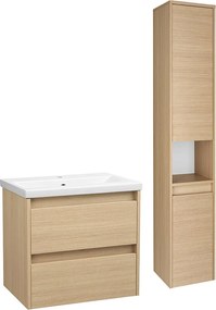 Zestaw do Łazienki 60cm Szafka z Umywalką Słupek Ryflowane Fronty Aria