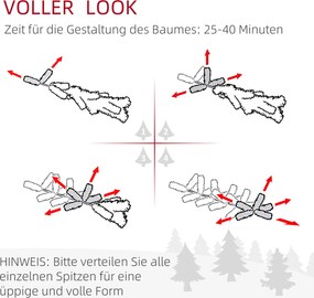 HOMCOM Sztuczna Choinka 180 cm Księżyca Sosna z Pokrywą Śniegu, 492 Gałązki do Wnętrz | Aosom PL