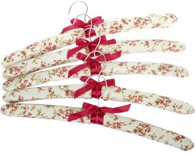 Zestaw 5 wieszaków tekstylnych Květy, czerwone