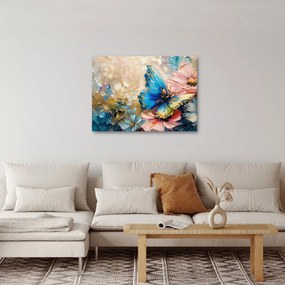 Obraz - Malowanie kwiatów i motyli (70x50 cm)