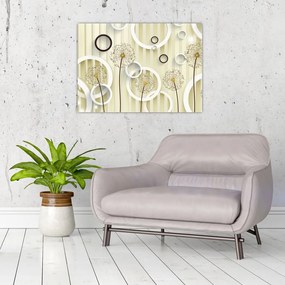 Abstrakcyjny obraz z dmuchawcami (70x50 cm)