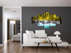 Obraz - Wodospad w jasnych kolorach (125x70 cm)