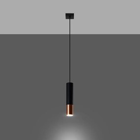 Lampy wiszące nowoczesny Zarpex, stal - 1 źródło światła 3000K - L.8 x H.100 cm - czarny/miedź