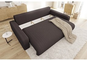Brązowa sztruksowa rozkładana sofa ze schowkiem 234 cm Sara – Ropez