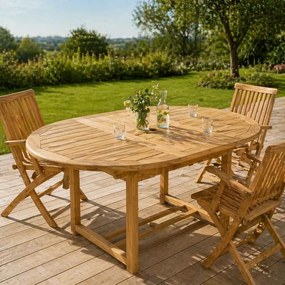 Stół ogrodowy wykonany z drewna tekowego DIVERO - 120/170 cm