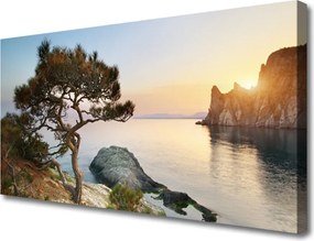 Obraz canvas Pejzaż z Drzewem nad Wodą