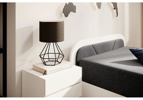 Białe/ciemnoszare tapicerowane/z płyty wiórowej łóżko jednoosobowe ze schowkiem z materacem 80x190 cm Parys – ELTAP